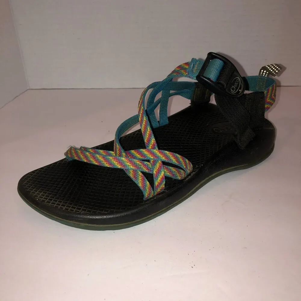 Chaco ZX/1 Eco Tread Sandals Youth 5 Kids Rainbow Fiesta Stripes Double Straps